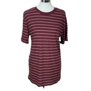 OT Revolution Men's Burgundy White Striped Short Sleeve Shirt‎ Size Medium